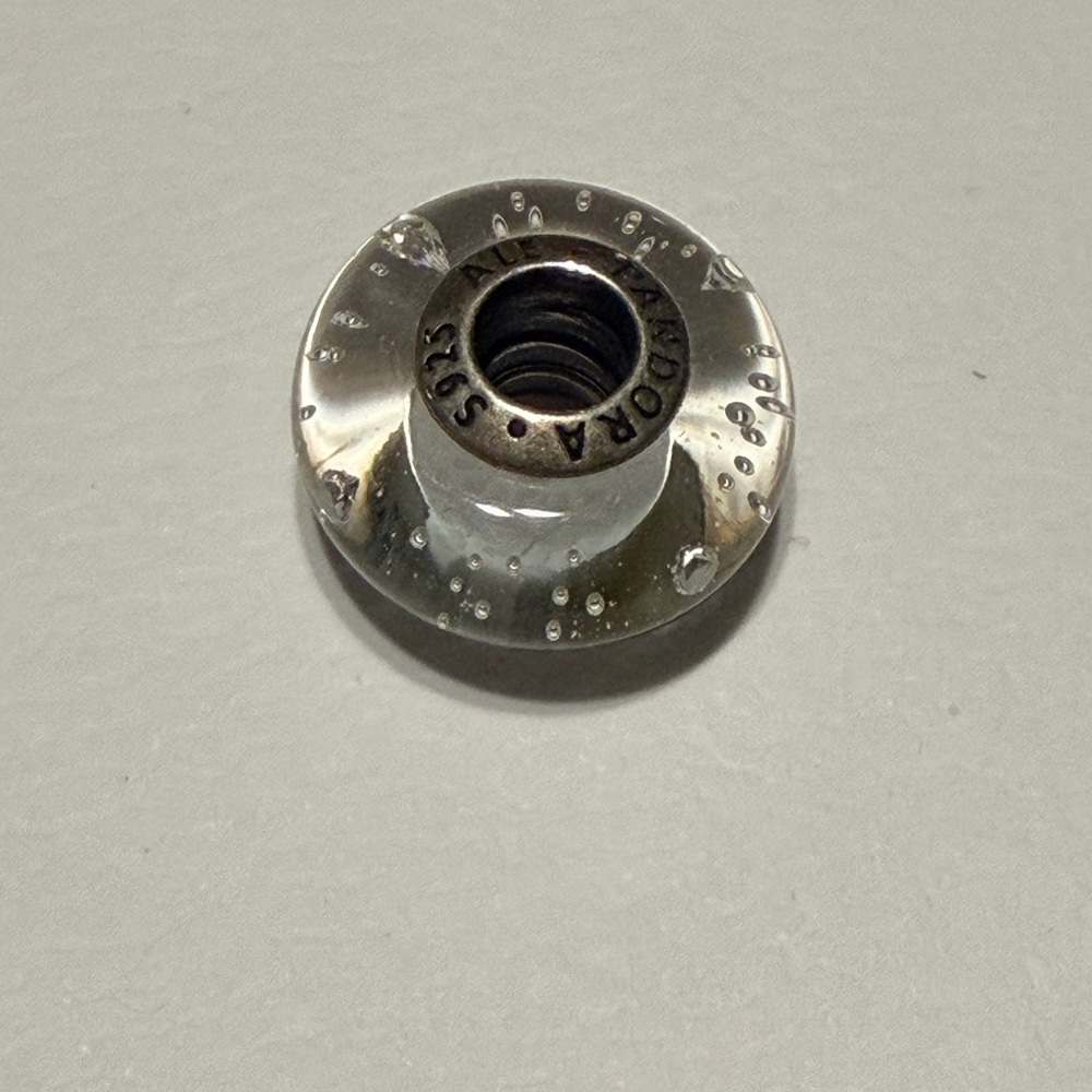 Pandora Clear Effervescence Murano Glass Charm Bead 925 W/Clear Zirconia